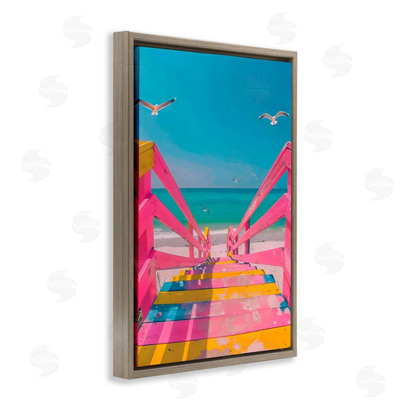 Stupell Industries LSR Design Studio | Retro Pink Beach Stairs