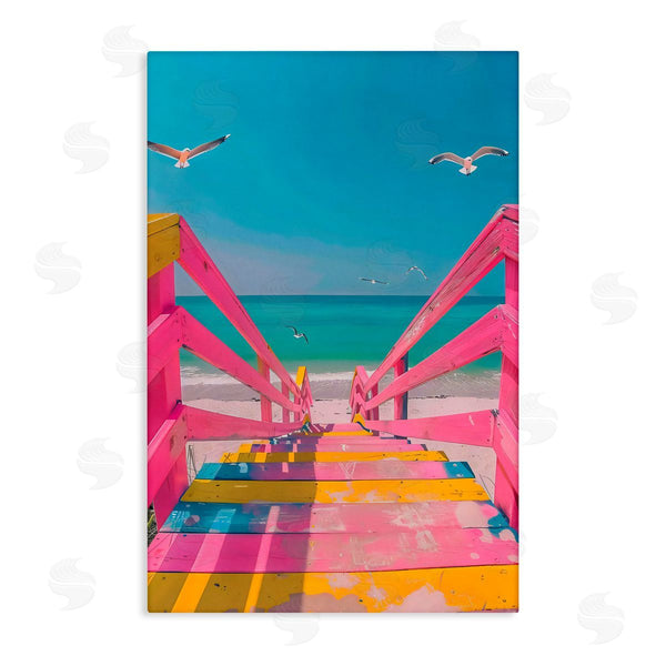 stupell industries LSR Design Studio | Retro Pink Beach Stairs