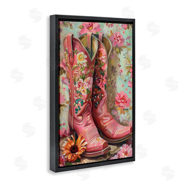 Stupell Industries LSR Design Studio | Rose Boots Pink Cowgirl Wall Art