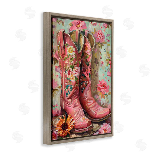 Stupell Industries LSR Design Studio | Rose Boots Pink Cowgirl Wall Art