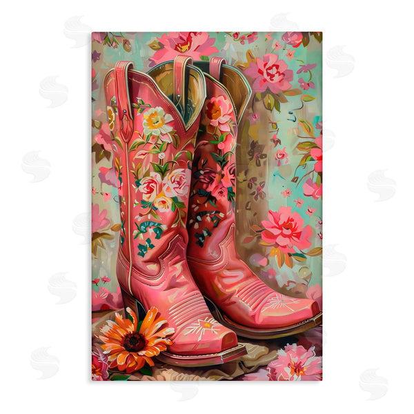 stupell industries LSR Design Studio | Rose Boots Pink Cowgirl Wall Art
