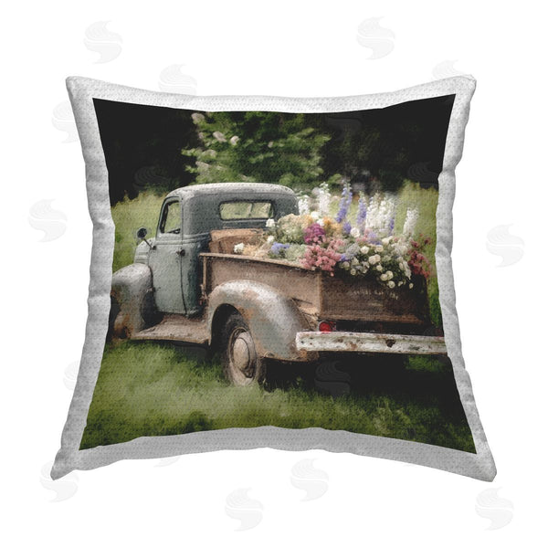 Stupell Industries LSR Design Studio | Rural Flower Arrangement Truck Printed Throw Pillow