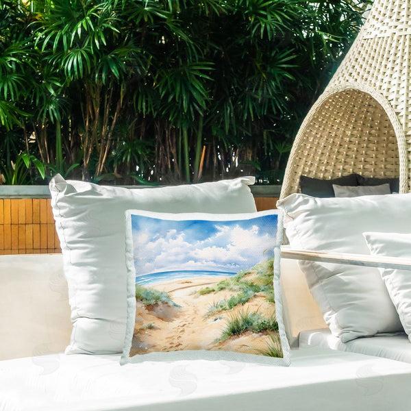 Stupell Industries LSR Design Studio | Sandy Footprints Seaside Path Printed Throw Pillow