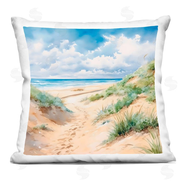 stupell industries LSR Design Studio | Sandy Footprints Seaside Path Printed Throw Pillow