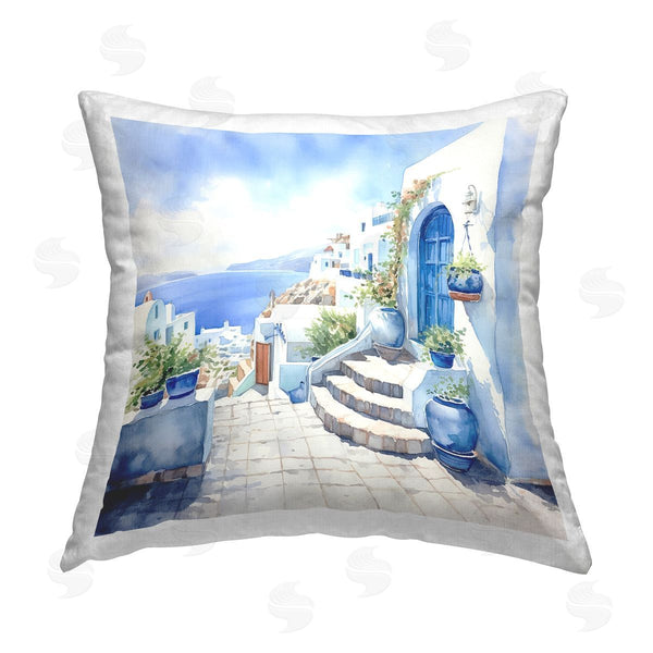 stupell industries LSR Design Studio | Santorini City Buildings Printed Throw Pillow