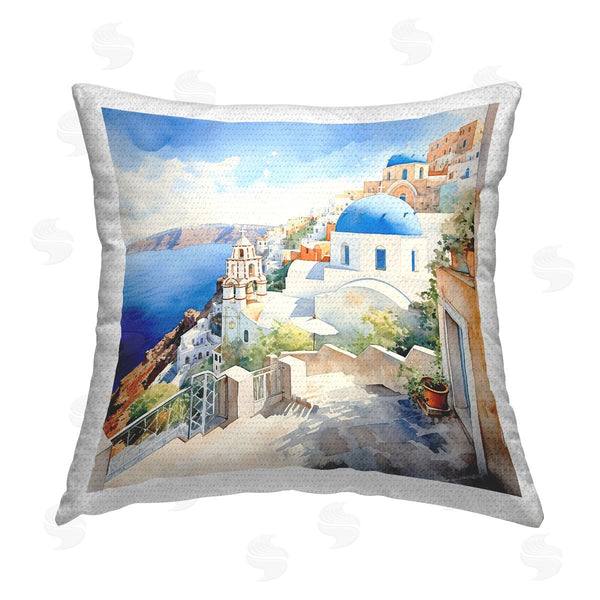 Stupell Industries LSR Design Studio | Santorini Ocean View Printed Throw Pillow