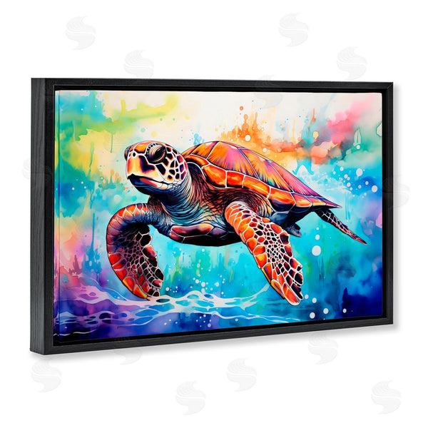 Stupell Industries LSR Design Studio | Sea Turtle Over Watercolor Splash