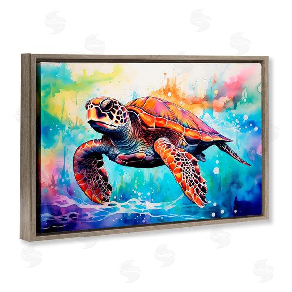 Stupell Industries LSR Design Studio | Sea Turtle Over Watercolor Splash