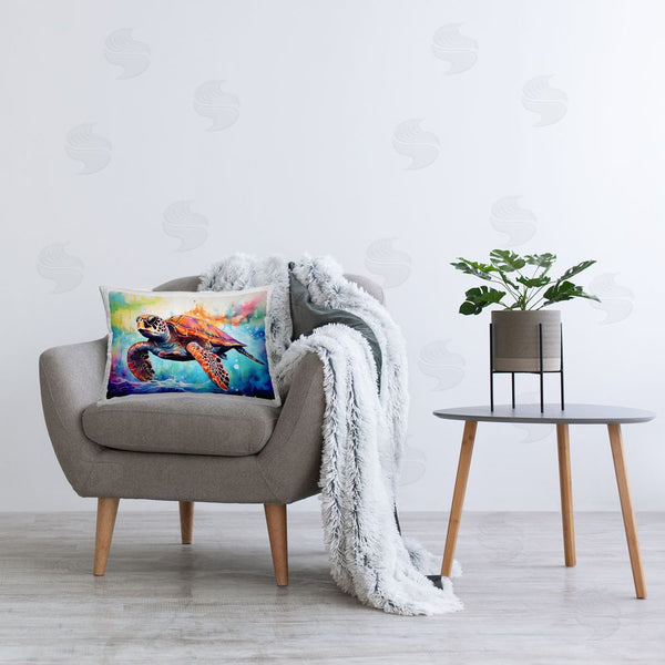 Stupell Industries LSR Design Studio | Sea Turtle Over Watercolor Splash Printed Throw Pillow