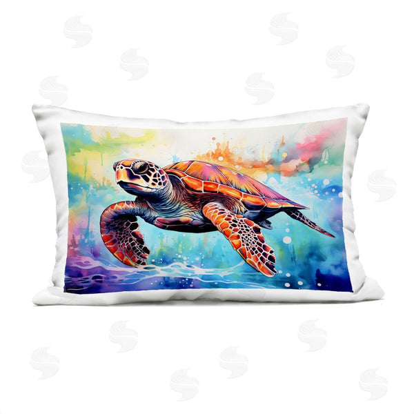 Stupell Industries LSR Design Studio | Sea Turtle Over Watercolor Splash Printed Throw Pillow