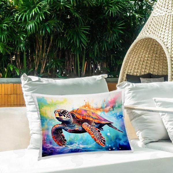 Stupell Industries LSR Design Studio | Sea Turtle Over Watercolor Splash Printed Throw Pillow