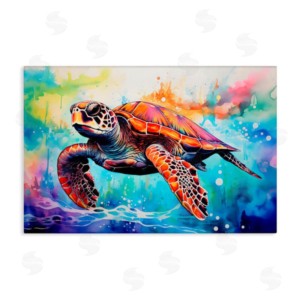 stupell industries LSR Design Studio | Sea Turtle over Watercolor Splash