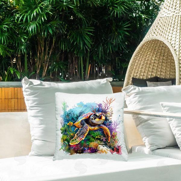 Stupell Industries LSR Design Studio | Sea Turtle & Vivid Coral Reef Printed Throw Pillow