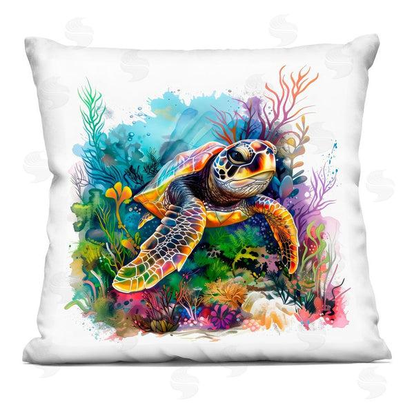 stupell industries LSR Design Studio | Sea Turtle & Vivid Coral Reef Printed Throw Pillow