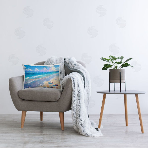 Stupell Industries LSR Design Studio | Seashell Speckled Coast Printed Throw Pillow