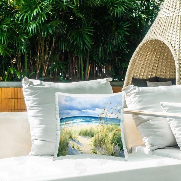 Stupell Industries LSR Design Studio | Serene Coast With Windblown Breeze Printed Throw Pillow