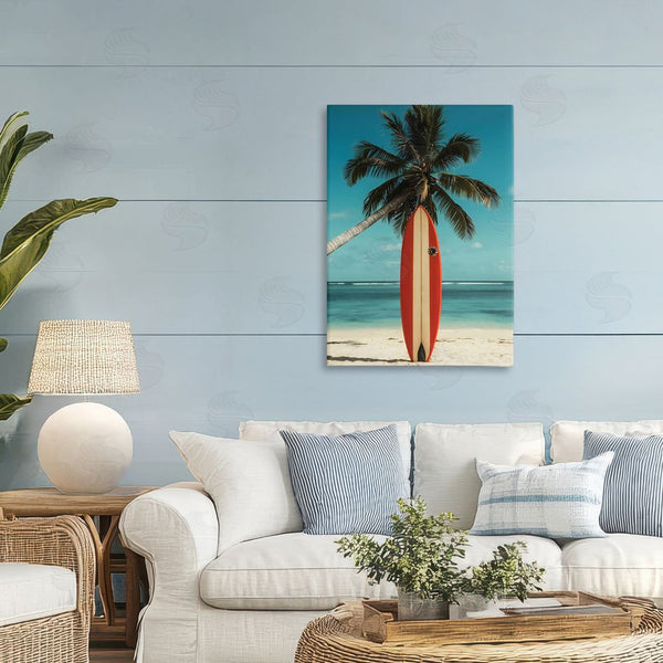 Stupell Industries LSR Design Studio | Single Palm Tree & Surfboard