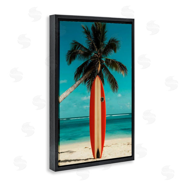 Stupell Industries LSR Design Studio | Single Palm Tree & Surfboard