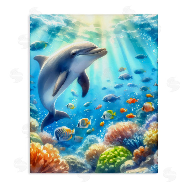 stupell industries LSR Design Studio | Smiling Dolphin Under Sea
