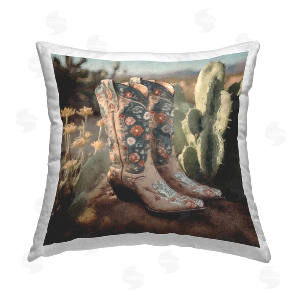 stupell industries LSR Design Studio | Southwestern Boots Landscape Printed Throw Pillow