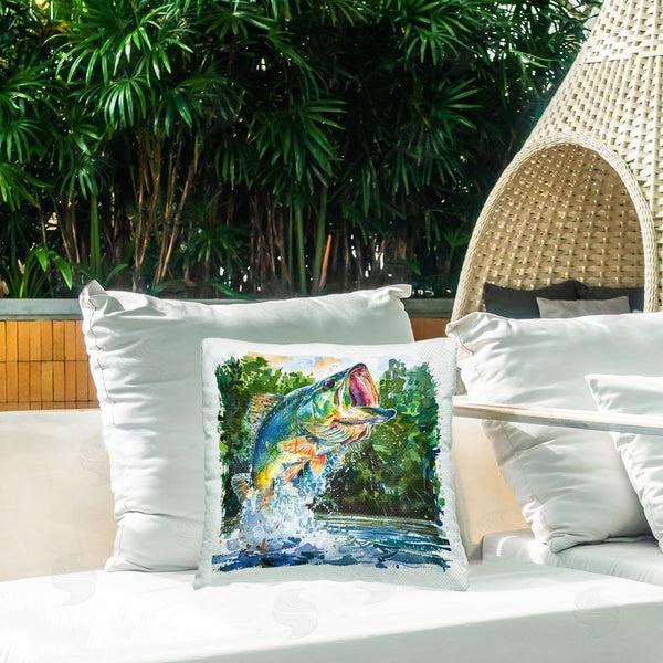 Stupell Industries LSR Design Studio | Splashing Bass Fish Printed Throw Pillow