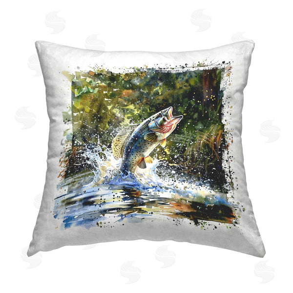 stupell industries LSR Design Studio | Splashing Lake Bass Printed Throw Pillow