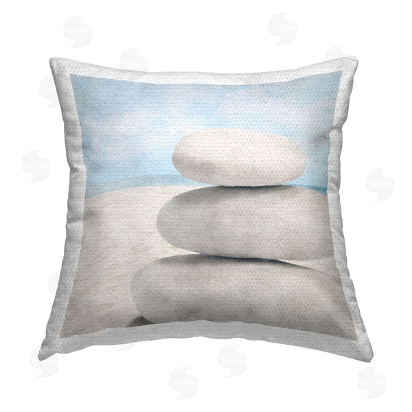 Stupell Industries LSR Design Studio | Stacked Rocks On Beach Printed Throw Pillow