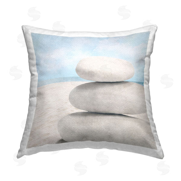 stupell industries LSR Design Studio | Stacked Rocks on Beach Printed Throw Pillow