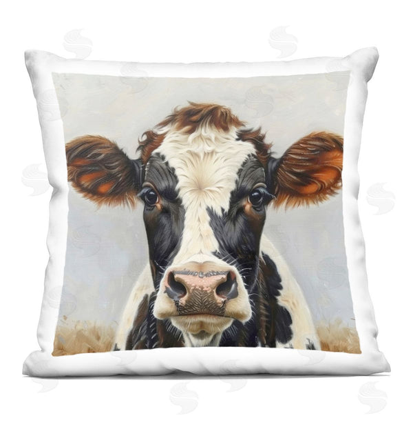 stupell industries LSR Design Studio | Stoic Cow Gaze Portrait Printed Throw Pillow