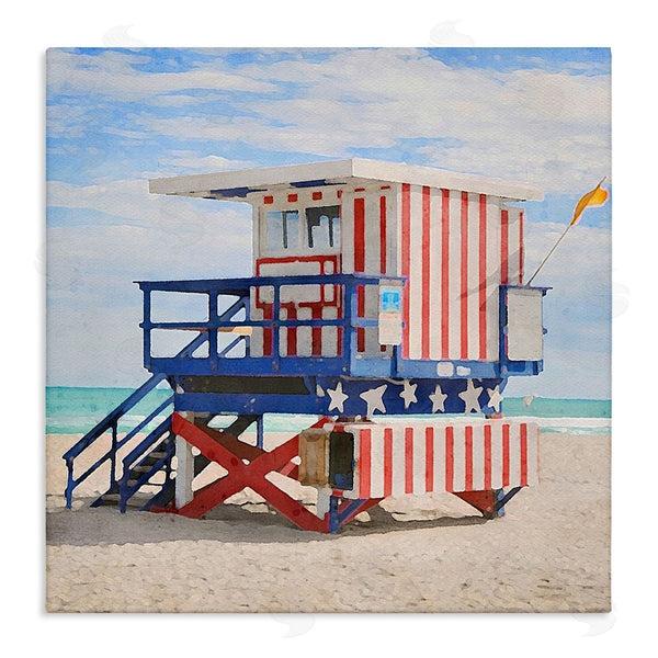 stupell industries LSR Design Studio | Striped Lifeguard Hut Wall Art