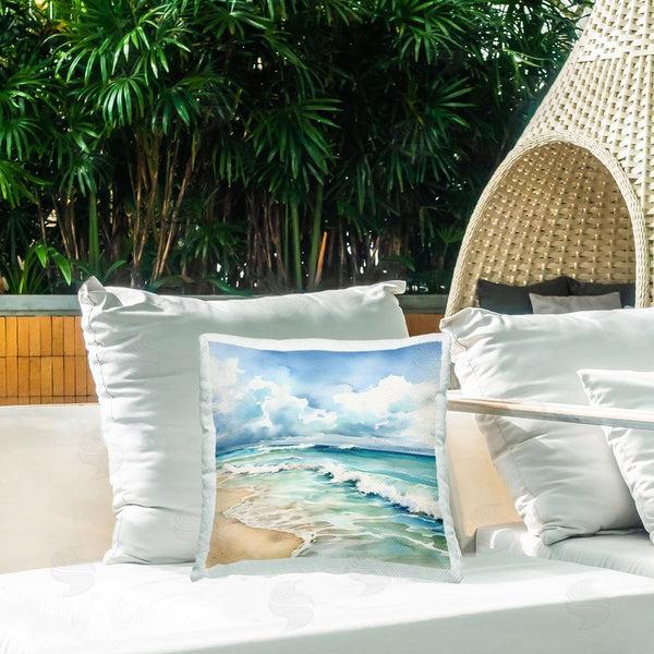 Stupell Industries LSR Design Studio | Sun Bleached Serene Coast Printed Throw Pillow
