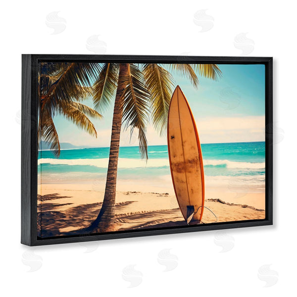 Stupell Industries LSR Design Studio | Surfboard Standing Near Shore Wall Art