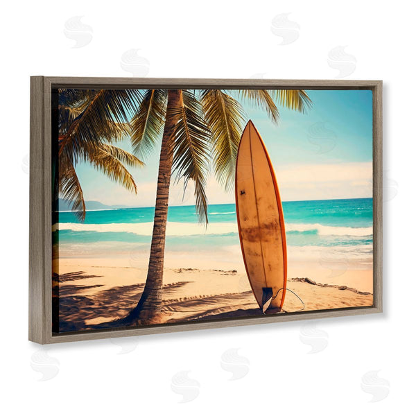 Stupell Industries LSR Design Studio | Surfboard Standing Near Shore Wall Art