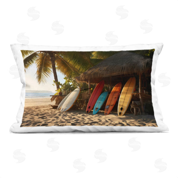 stupell industries LSR Design Studio | Surfboards At Beach Hut Printed Throw Pillow