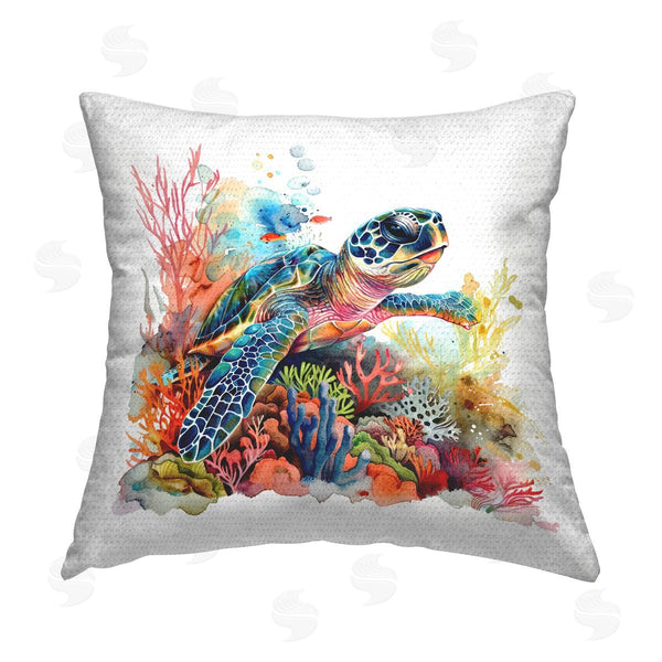 Stupell Industries LSR Design Studio | Swimming Turtle Undersea Printed Throw Pillow
