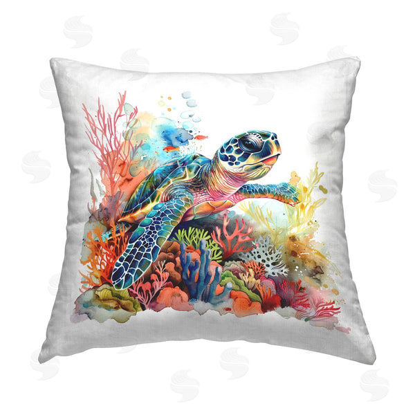 stupell industries LSR Design Studio | Swimming Turtle Undersea Printed Throw Pillow