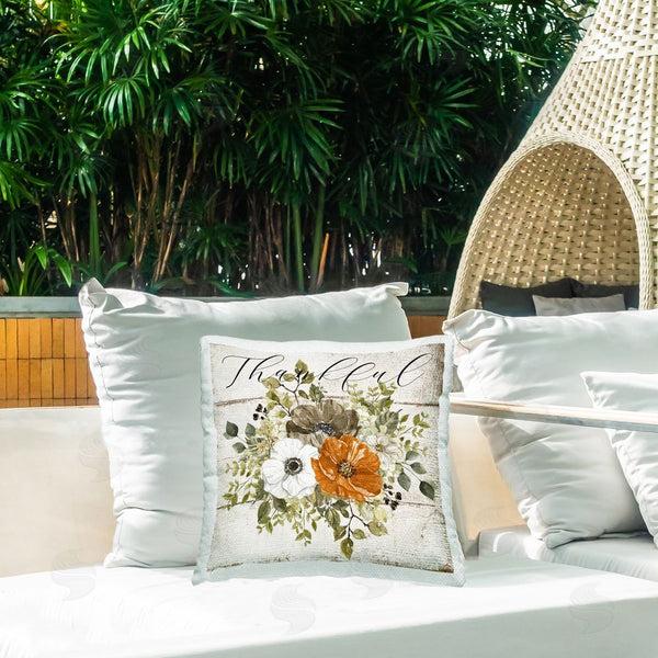 Stupell Industries LSR Design Studio | Thankful Floral Pumpkin Printed Throw Pillow