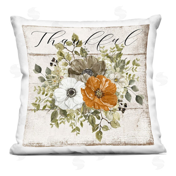Stupell Industries LSR Design Studio | Thankful Floral Pumpkin Printed Throw Pillow