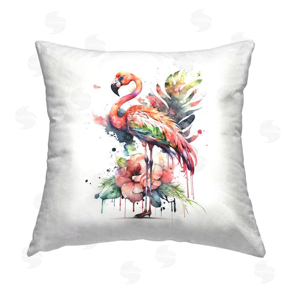 stupell industries LSR Design Studio | Tropical Hibiscus & Flamingo Printed Throw Pillow