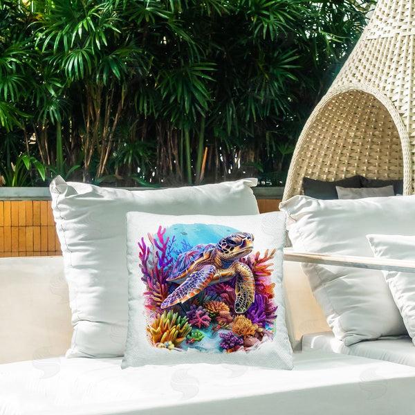 Stupell Industries LSR Design Studio | Turtle & Purple Coral Printed Throw Pillow