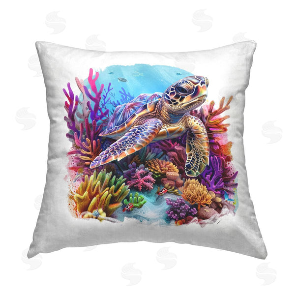 stupell industries LSR Design Studio | Turtle & Purple Coral Printed Throw Pillow