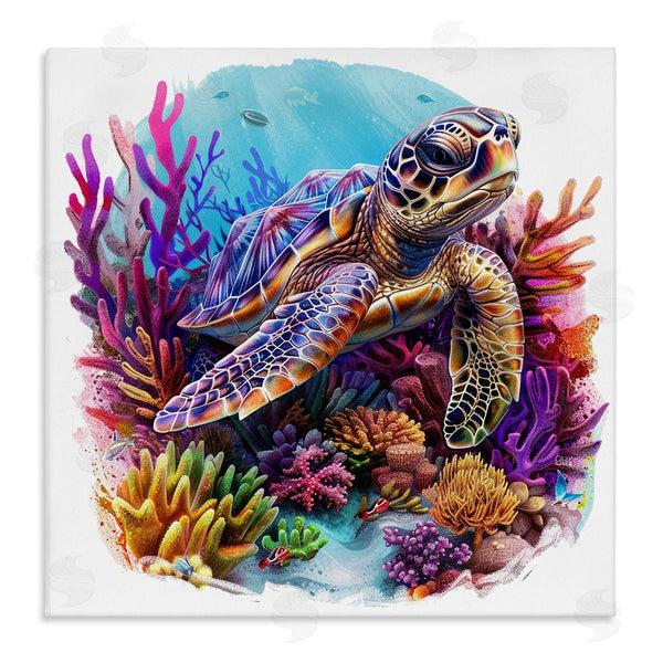 stupell industries LSR Design Studio | Turtle & Purple Coral