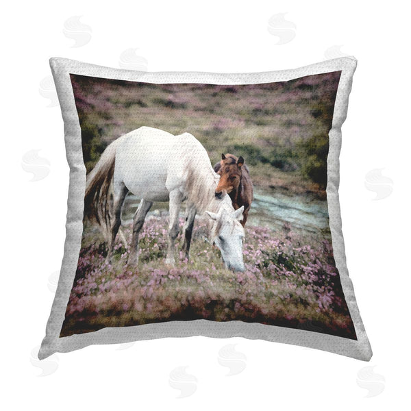 Stupell Industries LSR Design Studio | Two Horses In Nature Printed Throw Pillow