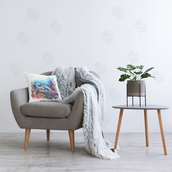 Stupell Industries LSR Design Studio | Undersea Turtle & Coral Printed Throw Pillow