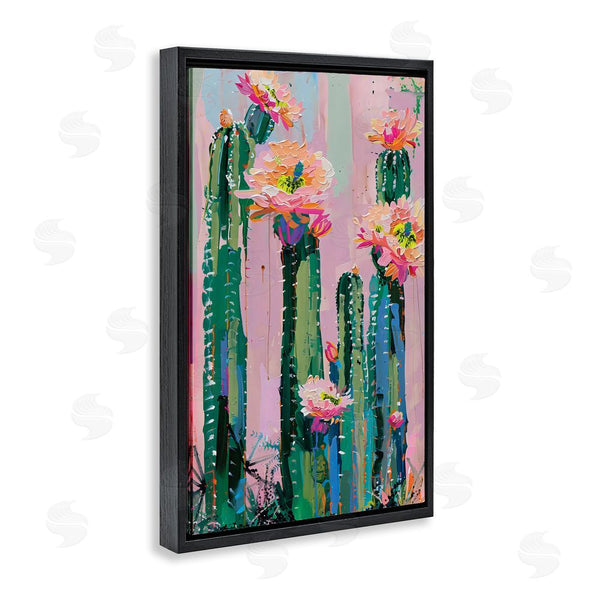 Stupell Industries LSR Design Studio | Vibrant Cactus Flowers Over Pink Wall Art