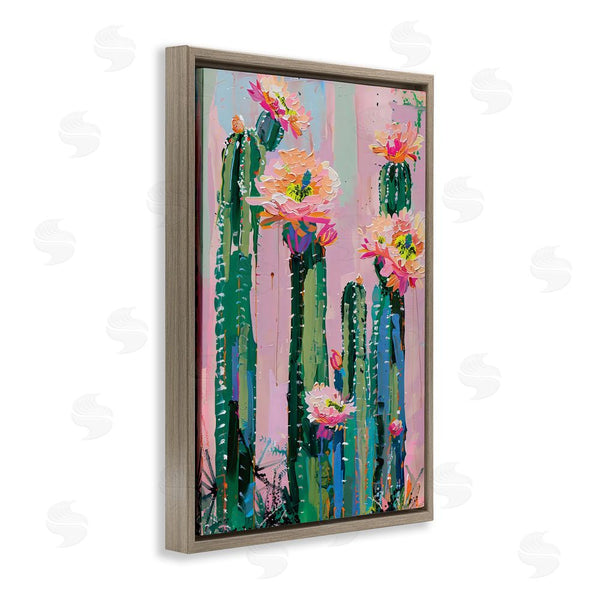 Stupell Industries LSR Design Studio | Vibrant Cactus Flowers Over Pink Wall Art