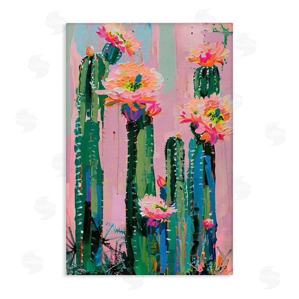 stupell industries LSR Design Studio | Vibrant Cactus Flowers over Pink Wall Art