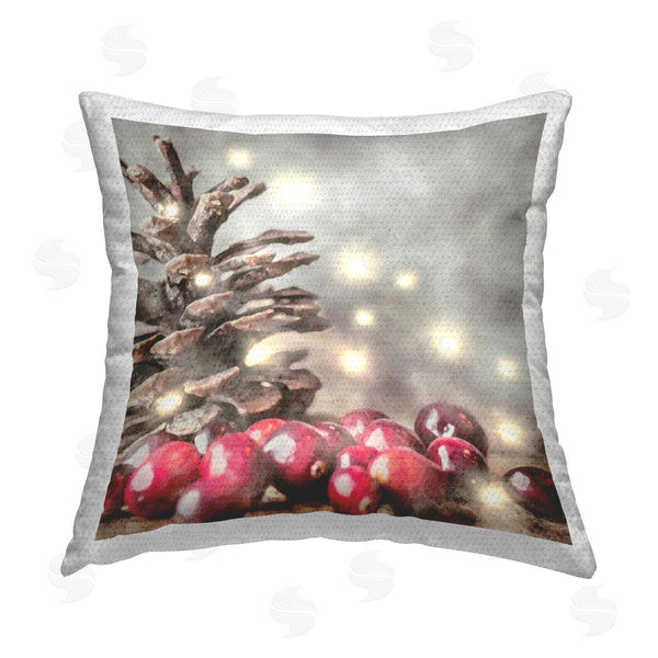 Stupell Industries LSR Design Studio | Winter Pinecone & Berries Printed Throw Pillow