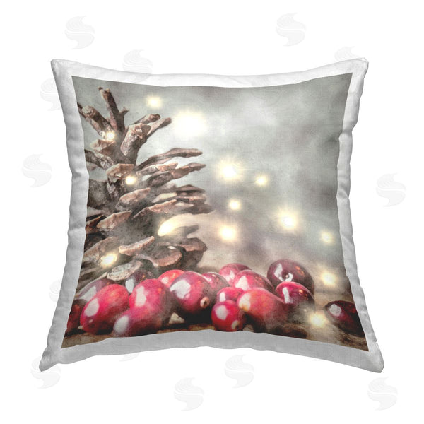 stupell industries LSR Design Studio | Winter Pinecone & Berries Printed Throw Pillow