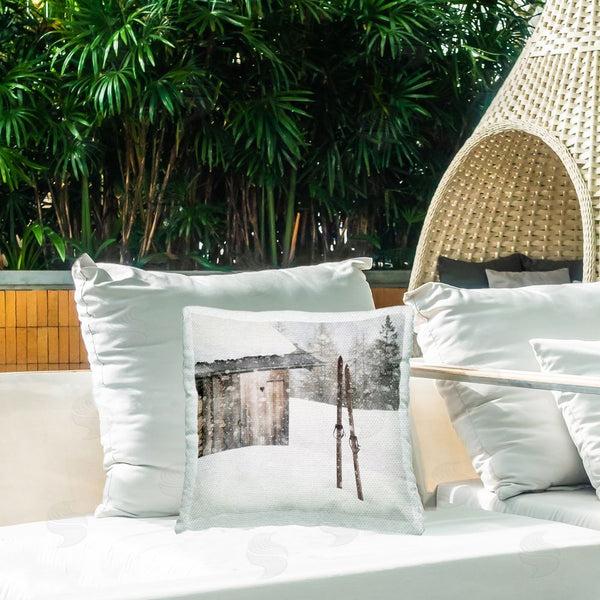 Stupell Industries LSR Design Studio | Winter Skis In Snow Scene Printed Throw Pillow